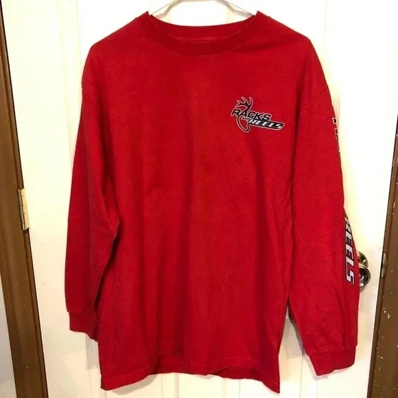 Racks Reels 100% Cotton Men Long Sleeves Graphic T Shirt Size L - Picture 2 of 5